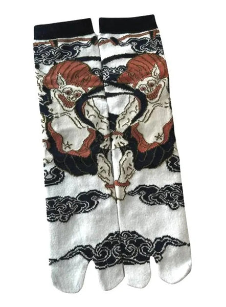 Japanese Tabi Socks – Raijin Thunder God Design, Unisex Split-Toe Socks