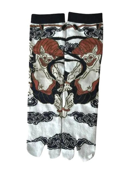 Japanese Tabi Socks – Raijin Thunder God Design, Unisex Split-Toe Socks