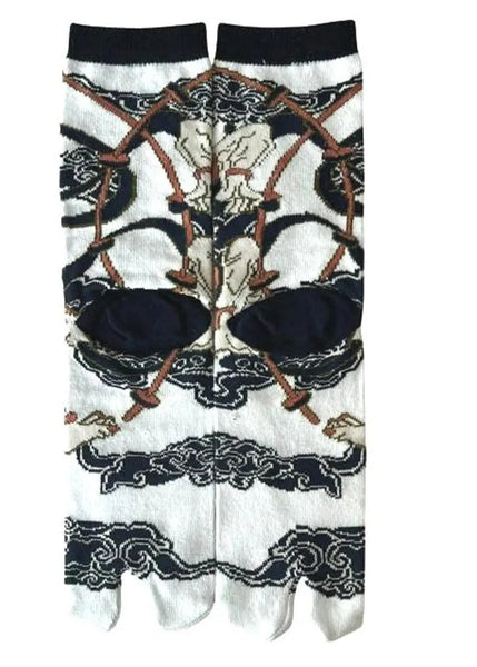 Japanese Tabi Socks – Raijin Thunder God Design, Unisex Split-Toe Socks