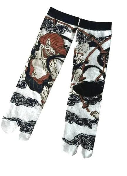 Japanese Tabi Socks – Raijin Thunder God Design, Unisex Split-Toe Socks