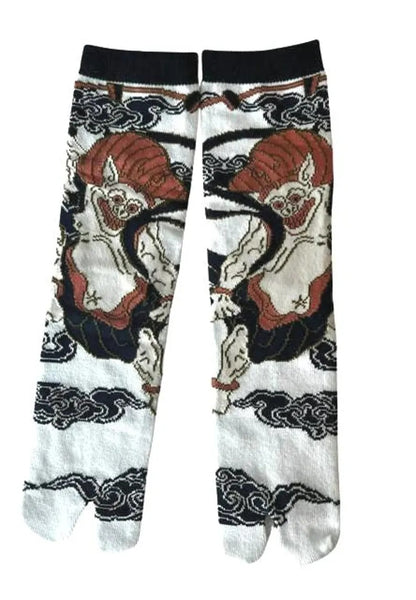 Japanese Tabi Socks – Raijin Thunder God Design, Unisex Split-Toe Socks