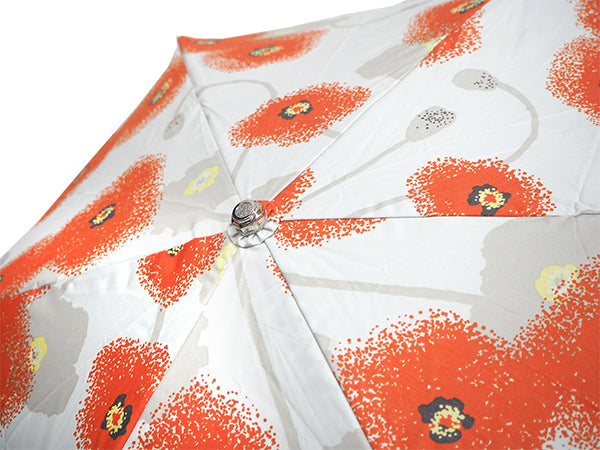 Japanese Folding Parasol for both rain and shine - Poppy pattern