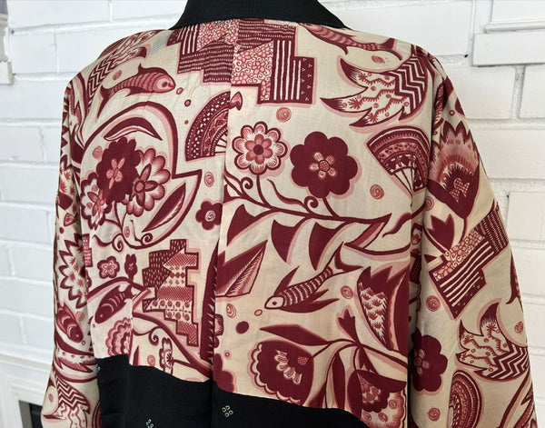 Vintage Black Haori Jacket – Lightweight Awase Kimono Coat with traditional scattered motif, Unisex