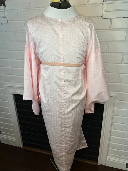 Washable Vintage Pink Nagajuban Kimono Undergarment with White Haneri Collar