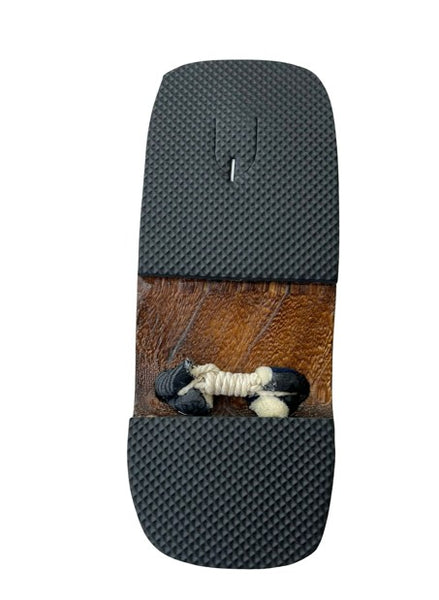 Japanese Children's Geta Sandals – Dark Grain Wood with Koi & Wave Pattern Straps, Size: US Youth 3