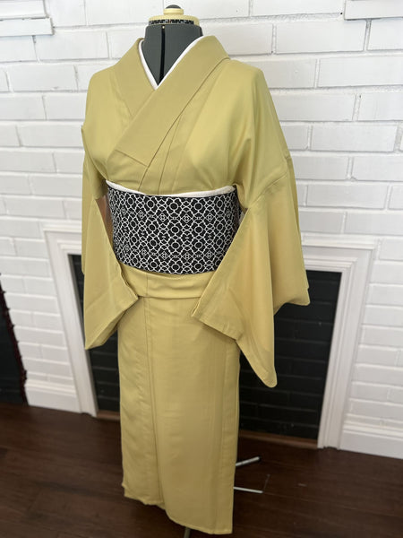 WASHABLE KIMONO, Formal, Plain-colored, Moss Green, Size: Free / Japanese Traditional Women's Summer Kimono