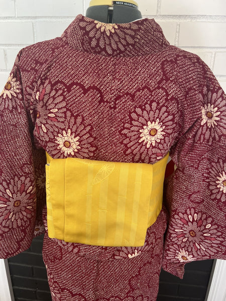 KIMONO, Chrysanthemum, Size: S / Japanese Traditional Women's Awase (lined) "Shibori (tie-dye) Komon"