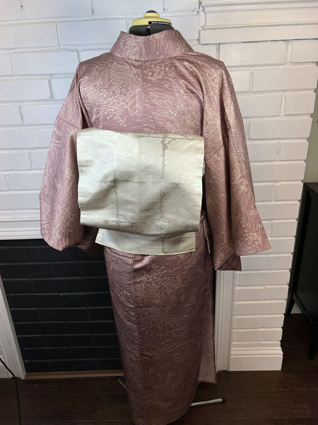 Washable KIMONO, Size: S-M / Japanese Traditional Women's Hitoe (single layer) "Komon" Kimono, Summer Kimono with Scenic Pattern, Rose Mauve