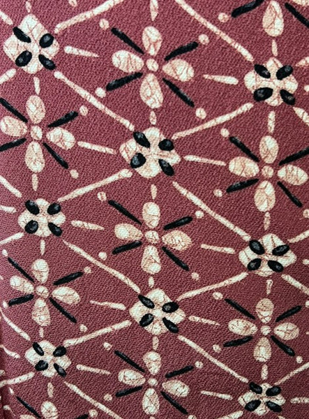 Vintage Japanese Kimono | Burgundy Floral Pattern | Women’s Traditional | Awase (Lined) Kimono