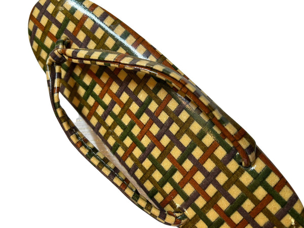 Vintage Silk Kimono and Zori Set – Autumn Geometric Pattern | Elegant Traditional Japanese outfit