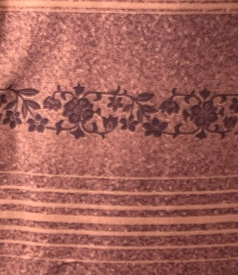 Vintage Japanese Kimono – Rust Brown Awase Kimono with Floral & Stripe Pattern – Traditional Silk Kimono Robe