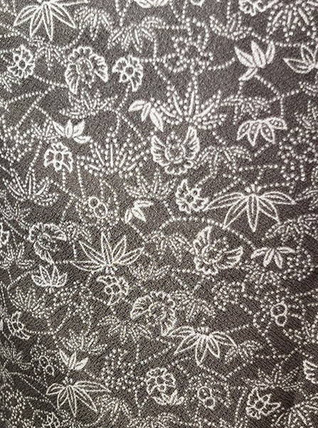 Vintage Awase Kimono – Taupe Brown Floral Komon Pattern, Elegant Japanese Traditional Wear