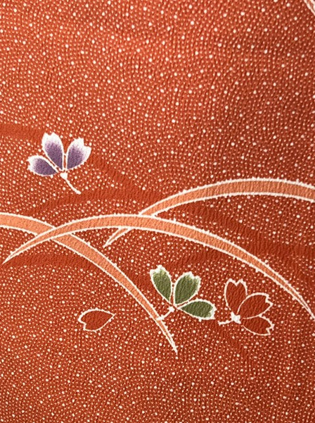 Japanese Awase Kimono –  Orange Floral Pattern, Elegant Japanese Wear, Size: M-L