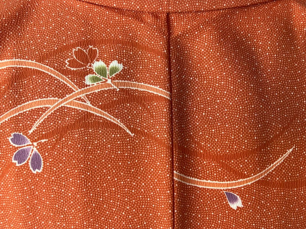 Japanese Awase Kimono –  Orange Floral Pattern, Elegant Japanese Wear, Size: M-L