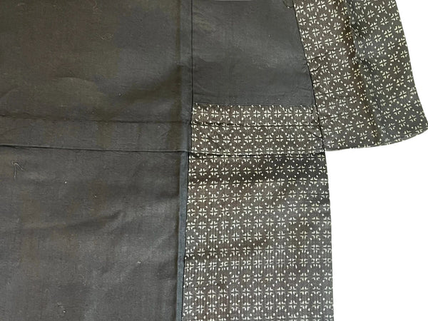 Japanese Vintage Petite Awase Kimono – Kasuri-Style Cross Pattern, Hand-Sewn Cotton Lined Kimono