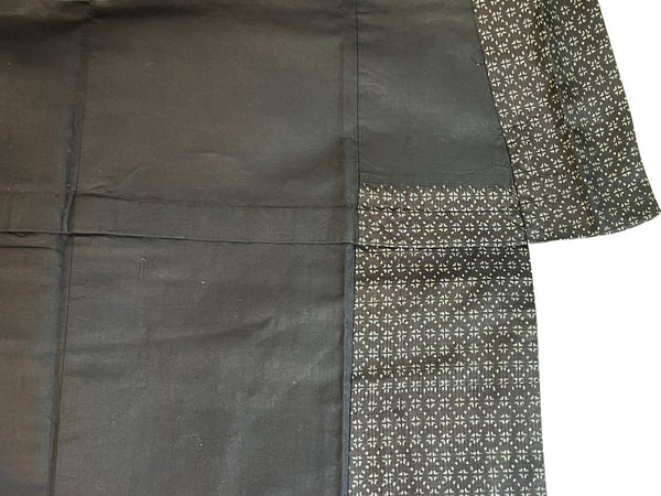 Japanese Vintage Petite Awase Kimono – Kasuri-Style Cross Pattern, Hand-Sewn Cotton Lined Kimono