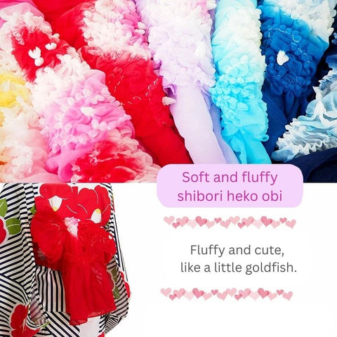Japanese Traditional Kids Shibori Heko Obi – Red (Free Size)