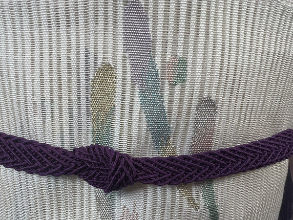 WASHABLE Kimono, Obi and Obijime 3 pc set, Size: M-L / Japanese Traditional Women's Purple Summer Kimono, White Fukuro Obi and Obijime Set