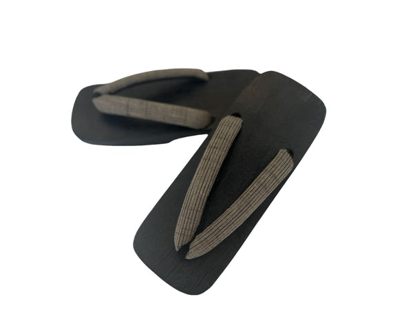 Japanese Men's Geta Sandals / Brown Straps with Traditional Japanese pattern