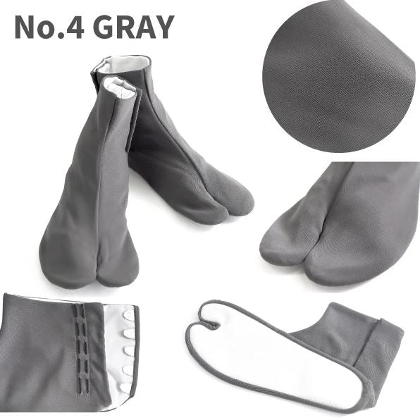 Japanese Men's 5 Kohaze clasps stretchable Tabi socks, Gray/ Size L, Traditional Tabi