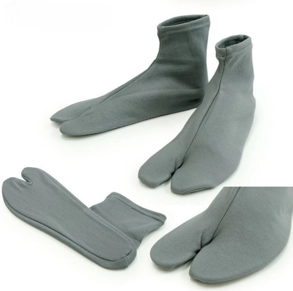 Japanese Men's Stretch Single-layer Tabi Socks, Navy blue, Gray / Size M, Traditional Tabi