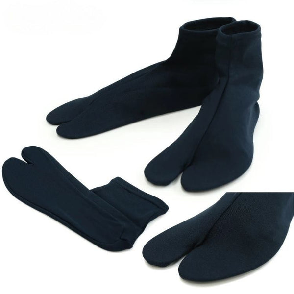 Japanese Men's Stretch Single-layer Tabi Socks, Navy blue, Gray / Size M, Traditional Tabi