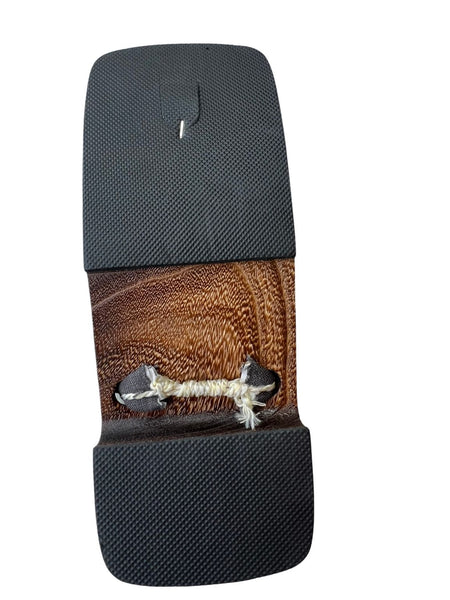 Japanese Men's Geta Sandals – Dark Grain Wood with Gray Cotton Straps, Size US Men's 9