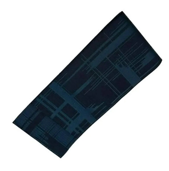 Japanese Men’s Reversible Kaku Obi Belt – Navy & Blue Geometric Pattern, Size: Free – Traditional Kimono Accessory