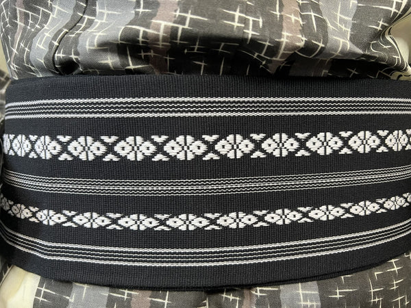 Japanese Traditional Men's YUKATA Full 3pc Set / Size: M-L, Yukata, Obi, Himo String - Varied striped design in dark gray, light gray