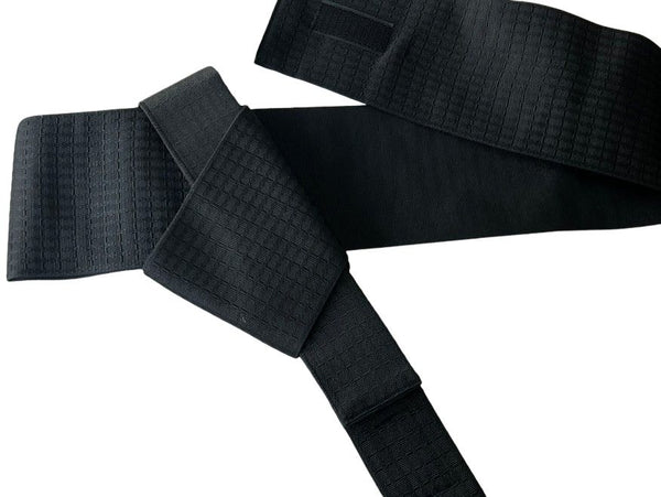 Japanese Men's Yukata 5-Piece Set – Black Pinstripe, Size M-L (Kaku Obi, Drawstring Bag, Fan, Koshihimo)