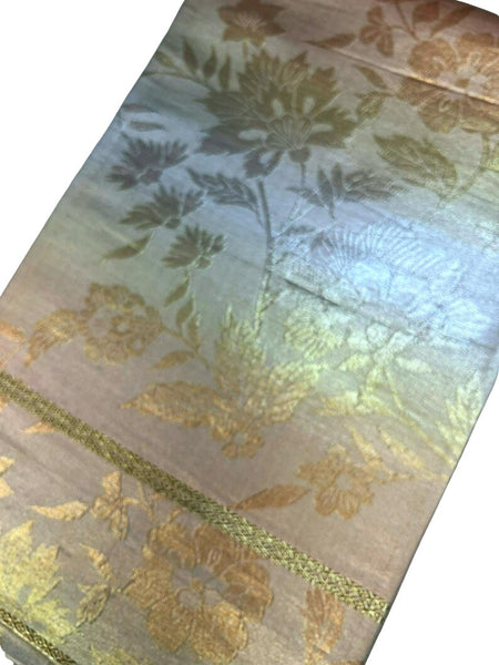 Vintage Japanese Fukuro Obi | Formal Kimono Belt with Elegant Floral Brocade, Gold & Silver Silk Sash