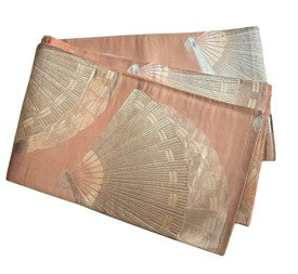 Vintage Silk Fukuro Obi with Elegant Fan Motif – Japanese Kimono Belt