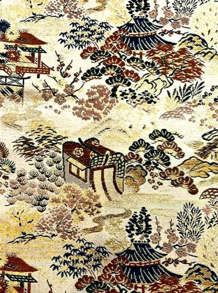 Vintage Silk Fukuro Obi – Japanese Kimono Belt | Traditional Gold Brocade Textile