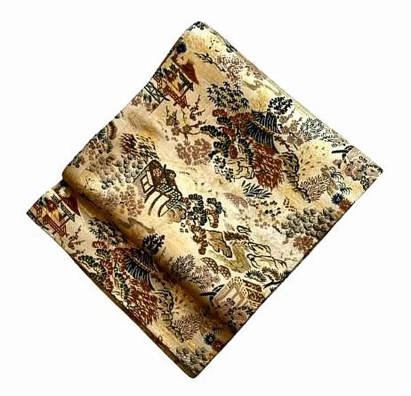 Vintage Silk Fukuro Obi – Japanese Kimono Belt | Traditional Gold Brocade Textile