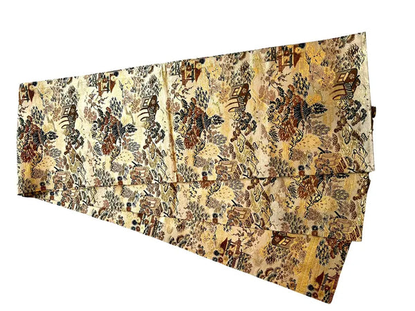 Vintage Silk Fukuro Obi – Japanese Kimono Belt | Traditional Gold Brocade Textile