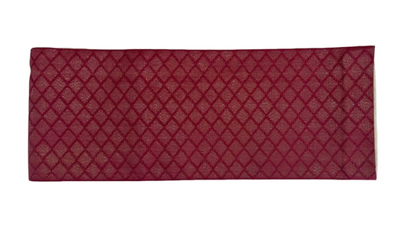 Japanese Women's Reversible Hanhaba OBI  / Wine Red Geometric Pattern with Glitter