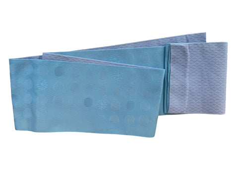 Washable Traditional Reversible Hanhaba OBI / Polka Dots, Light Blue