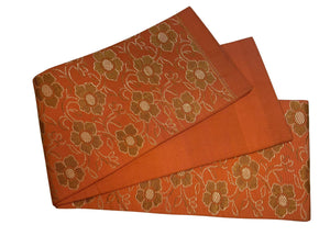 Vintage Traditional Women's OBI / Hanhaba-obi, Rust Orange