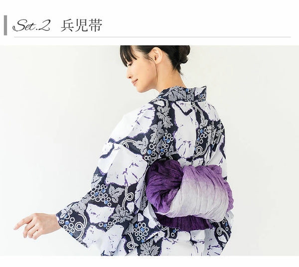 Washable Traditional Women's Heko Obi / Elegant Gradient Purple – Soft & Stylish Traditional Waist Sash