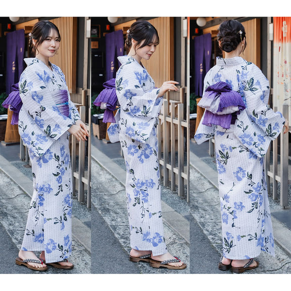 Washable Traditional Women's Heko Obi / Elegant Gradient Purple – Soft & Stylish Traditional Waist Sash