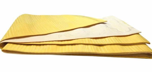 Washable Traditional Women's OBI / Reversible Hanhaba Obi – Yellow & Woven Leaf