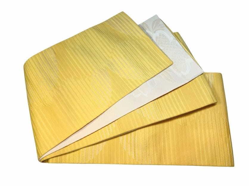 Washable Traditional Women's OBI / Reversible Hanhaba Obi – Yellow & Woven Leaf