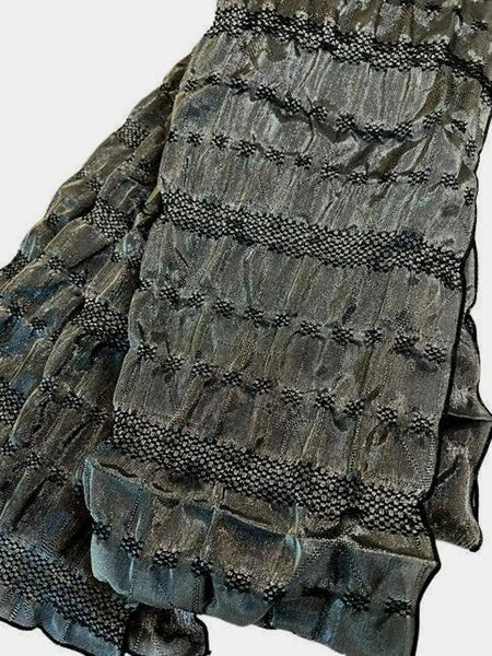Japanese Heko Obi – Black Woven Stripe with Silver Lurex, Women's Sash