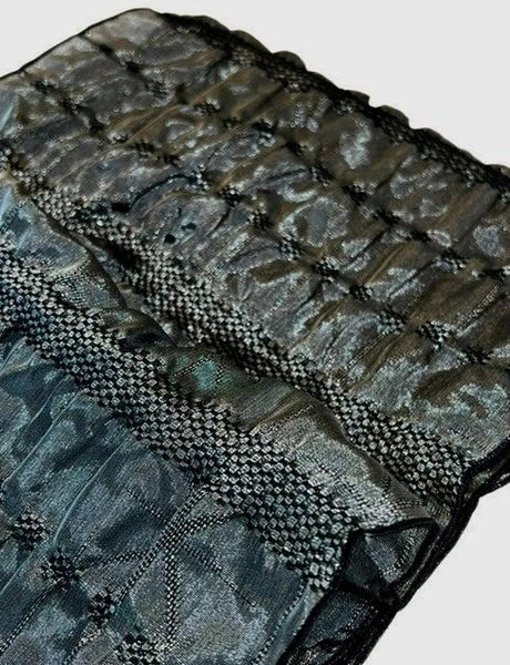 Japanese Heko Obi – Black Woven Stripe with Silver Lurex, Women's Sash