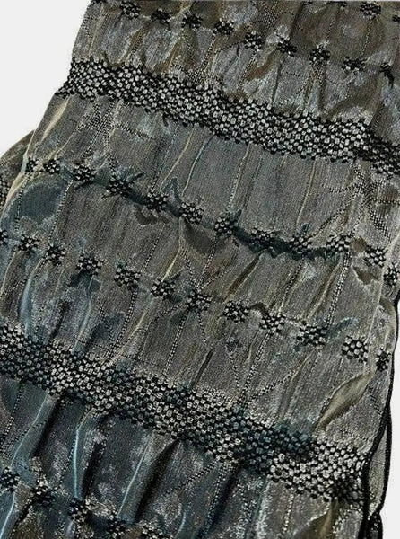 Japanese Heko Obi – Black Woven Stripe with Silver Lurex, Women's Sash