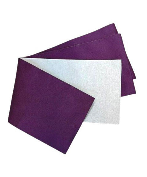 Japanese Hanhaba Obi – Purple & Silver Gray Reversible, Women's Sash