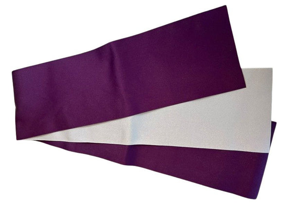 Japanese Hanhaba Obi – Purple & Silver Gray Reversible, Women's Sash