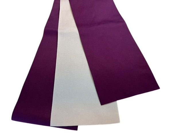 Japanese Hanhaba Obi – Purple & Silver Gray Reversible, Women's Sash