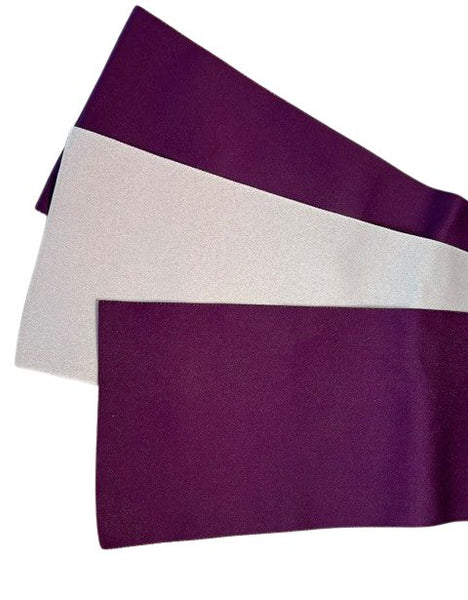 Japanese Hanhaba Obi – Purple & Silver Gray Reversible, Women's Sash