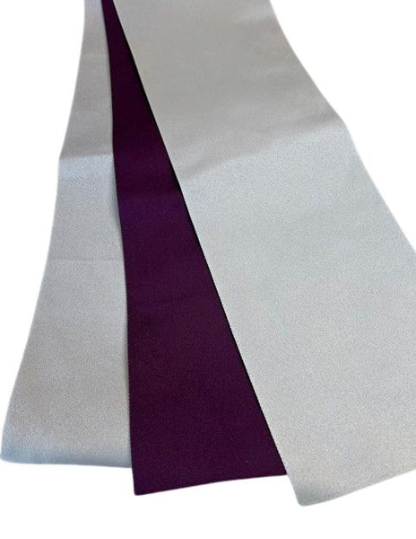 Japanese Hanhaba Obi – Purple & Silver Gray Reversible, Women's Sash